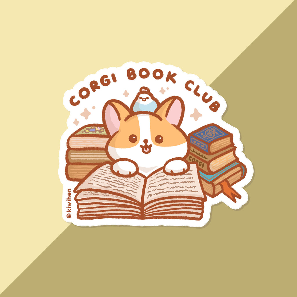 Corgi Book Club Vinyl Sticker