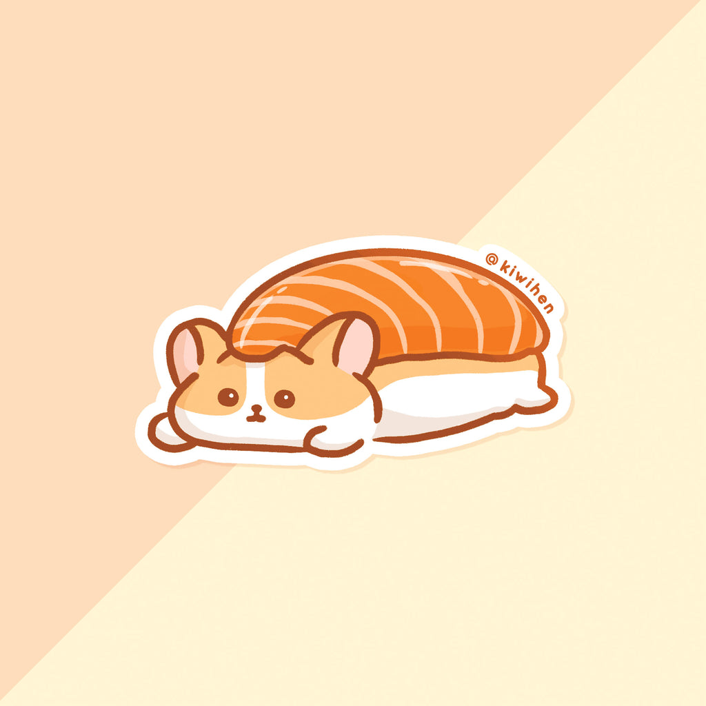 Salmon Sushi Corgi Sticker