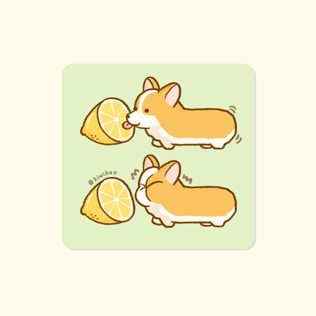 Sour Lemon Corgi Vinyl Sticker