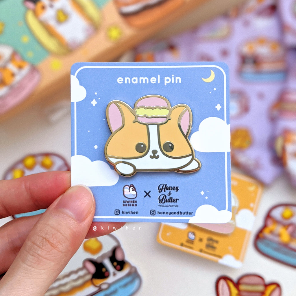 Corgi Macaron Head Enamel Pin