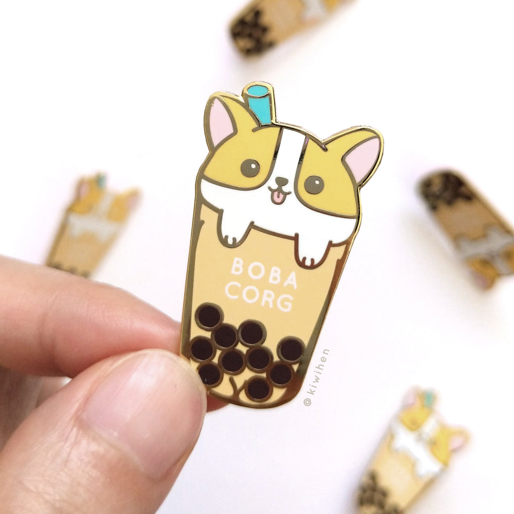 Boba Corgi Enamel pin