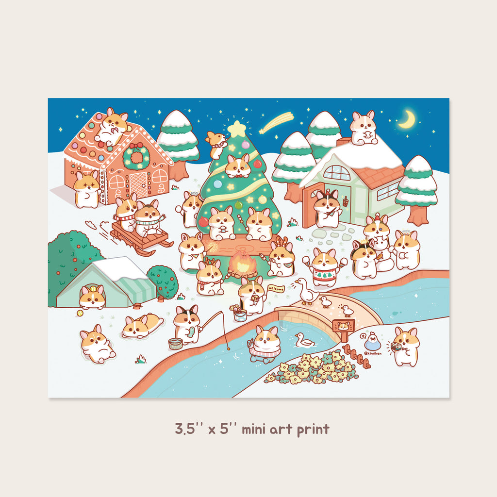 Merry Corgmas Corgi Mini Art Print