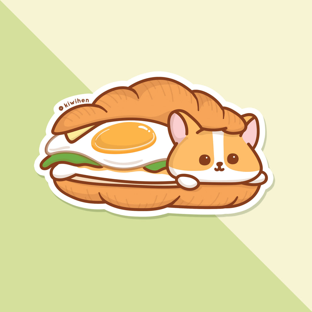 Corgi Egg Croissant Vinyl Sticker