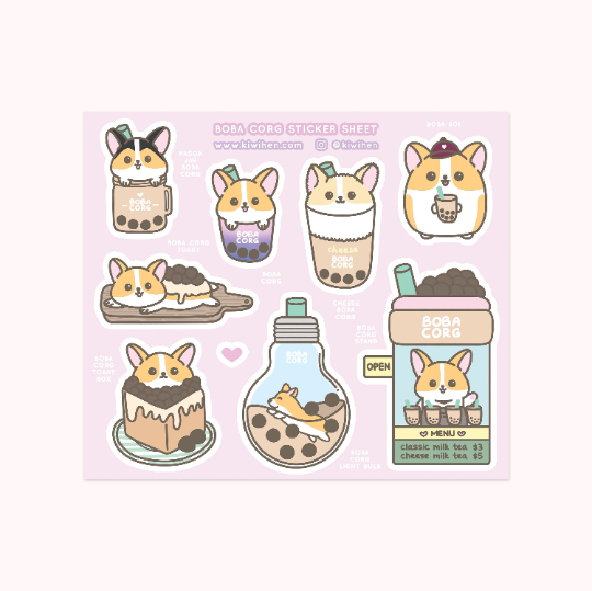 Boba Corg Sticker Sheet