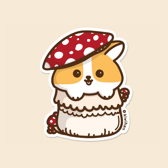 Mushroom Corgi Vinyl Sticker