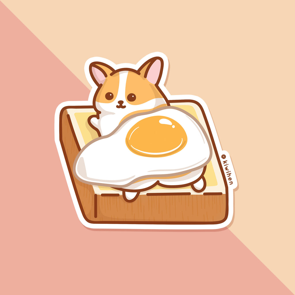 Egg on Corgi Vinyl Sticker
