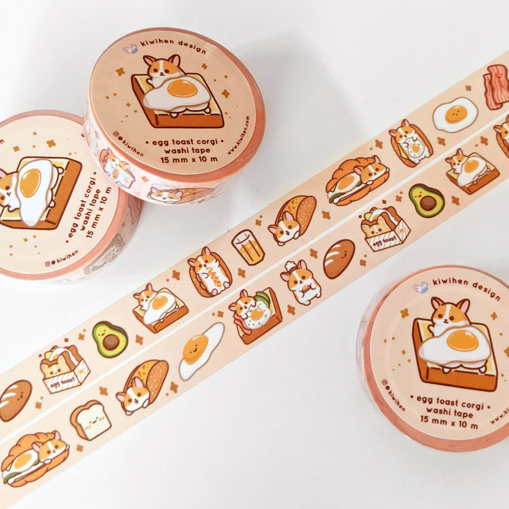 Egg Toast Corgi Washi Tape