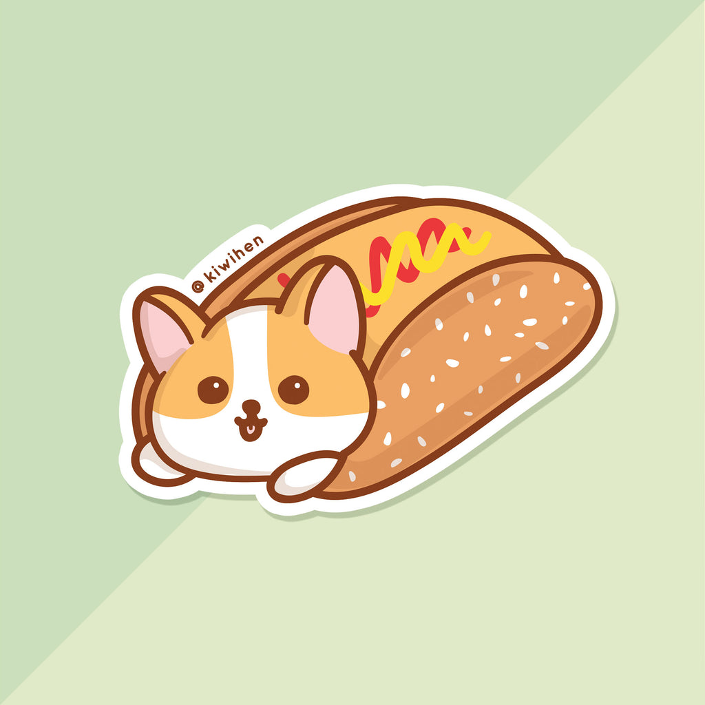 Corgi Hot Dog Vinyl Sticker