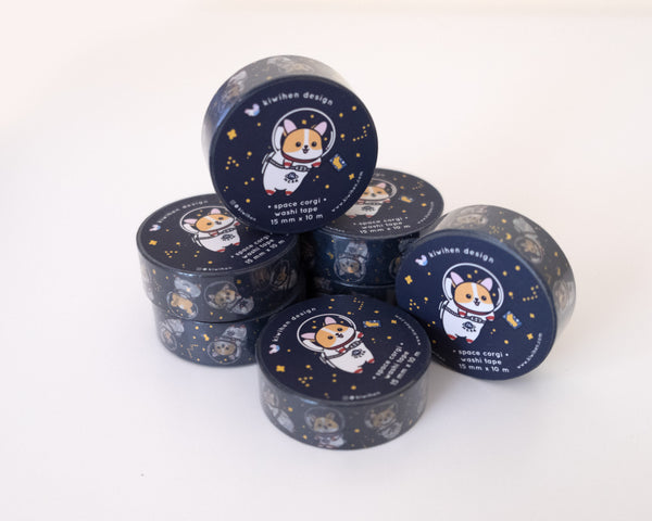 Space Corgi Gold Foil Washi Tape