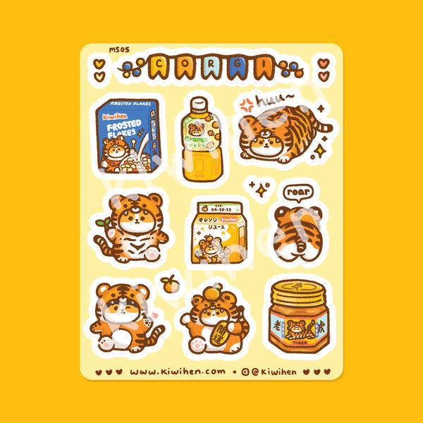 Sticker Sheet Corgi Tiger