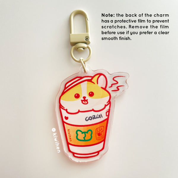 Coffee Corgi Acrylic Charm