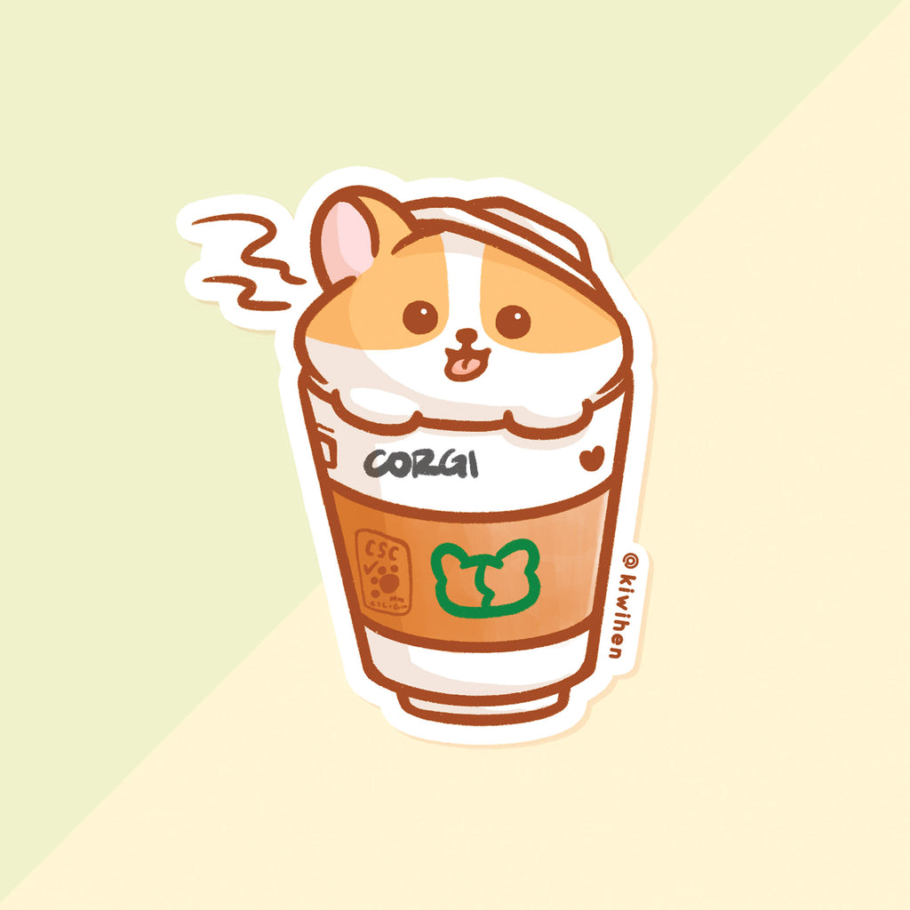 Coffee Corgi Sticker