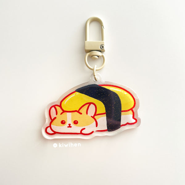 Egg Sushi Corgi Acrylic Charm