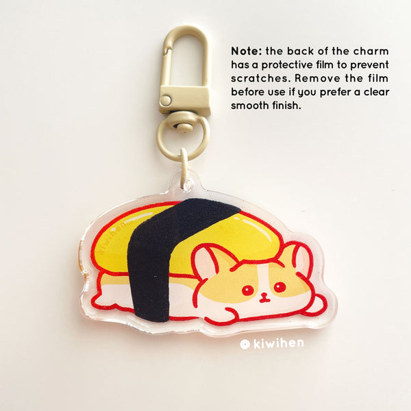 Egg Sushi Corgi Acrylic Charm