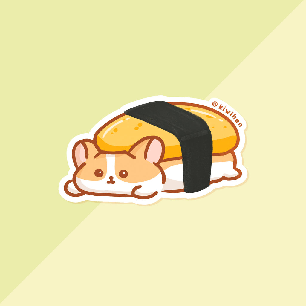 Egg Sushi Corgi Sticker