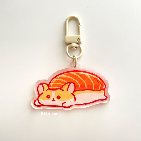 Salmon Sushi Corgi Acrylic Charm