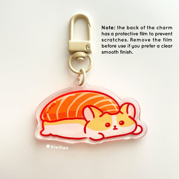 Salmon Sushi Corgi Acrylic Charm