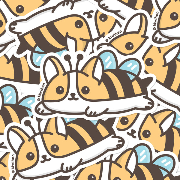 Bee Corgi Vinyl Sticker