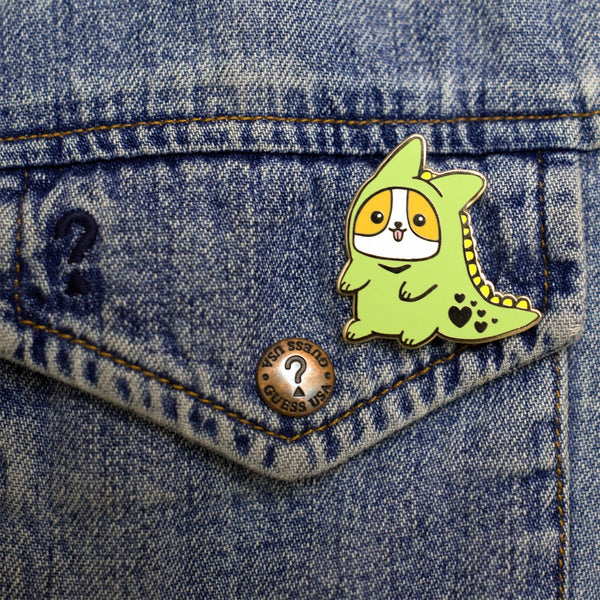 Dinosaur Corgi Enamel Pin