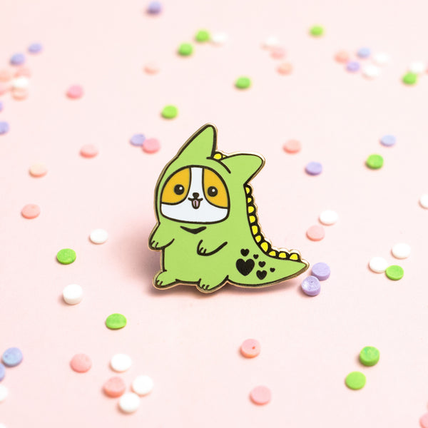 Dinosaur Corgi Enamel Pin