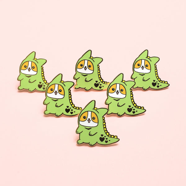 Dinosaur Corgi Enamel Pin