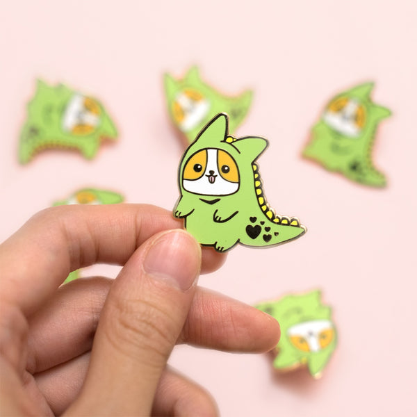 Dinosaur Corgi Enamel Pin