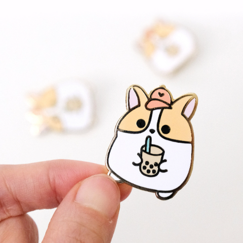 Boba Boi Corgi Enamel Pin