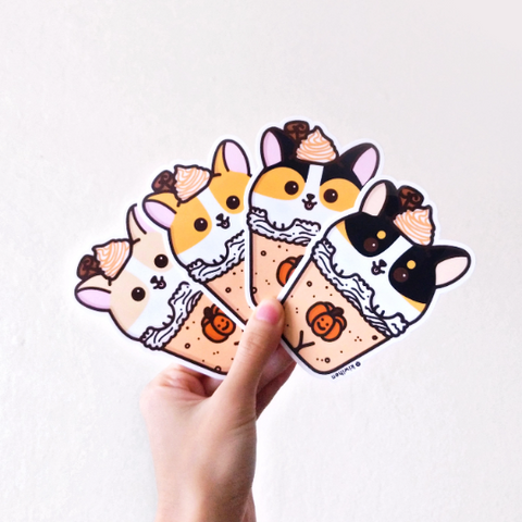 Pumpkin Spice Latte Corgi Vinyl Sticker