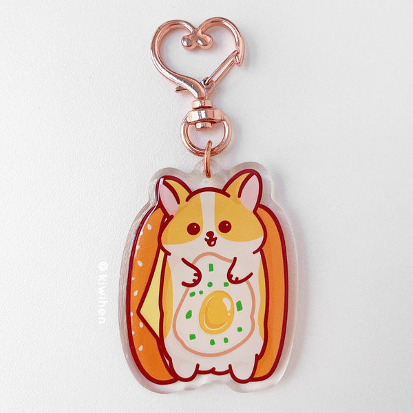 Egg Bun Corgi Acrylic Charm