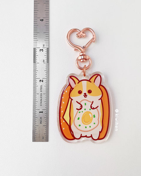 Egg Bun Corgi Acrylic Charm