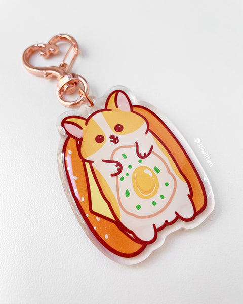 Egg Bun Corgi Acrylic Charm