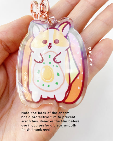 Egg Bun Corgi Acrylic Charm