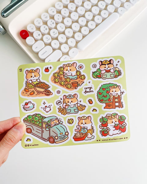 Sticker Sheet Corgi Farm