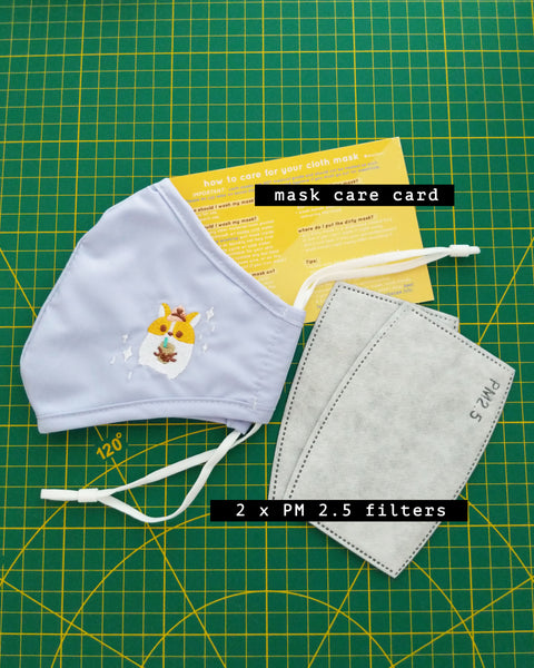Boba Corgi Embroidered Face Masks - cloth mask