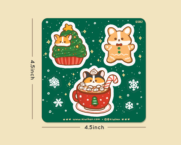 Corgi Holiday Shimmer Sticker Sheet