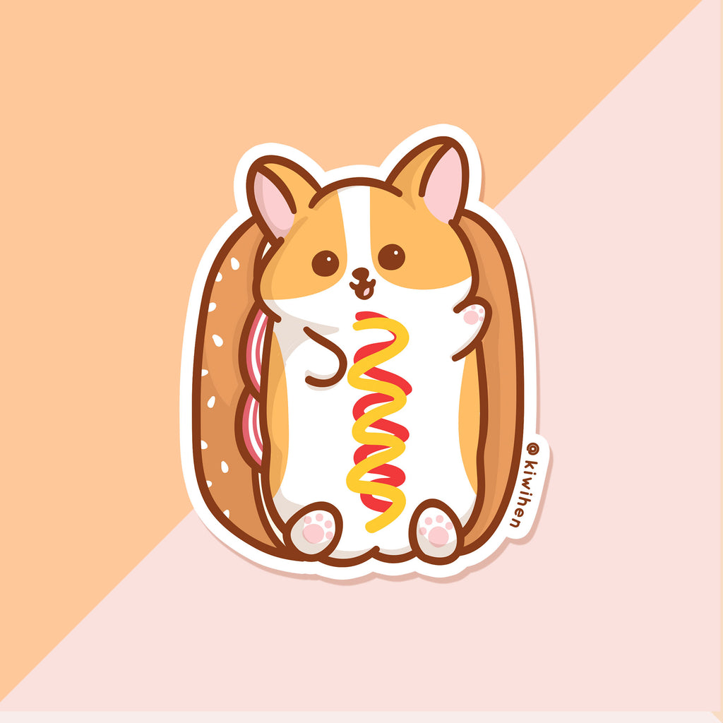 Corgi Hot Dog Bun Sticker