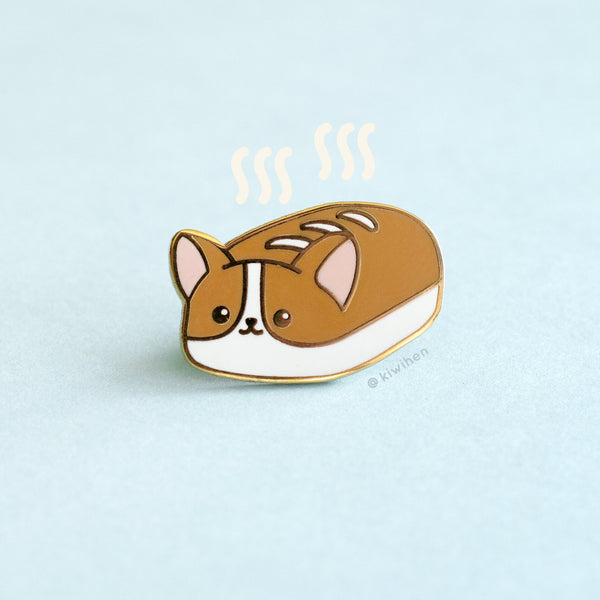 Corgi Bread Loaf Enamel Pin