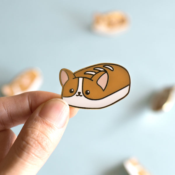 Corgi Bread Loaf Enamel Pin