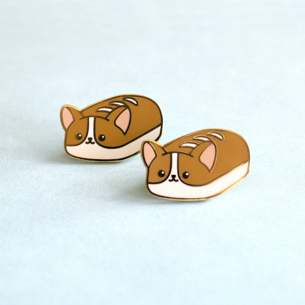 Corgi Bread Loaf Enamel Pin