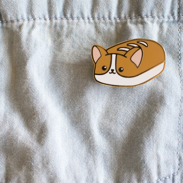 Corgi Bread Loaf Enamel Pin