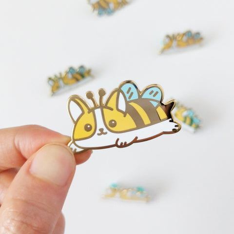 Bee Corgi Enamel Pin