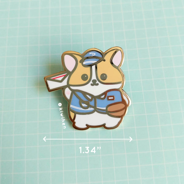 Mail Carrier Corgi Enamel Pin