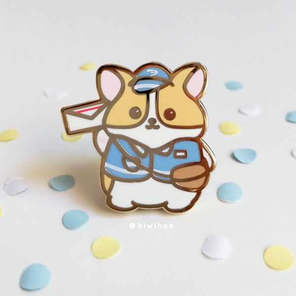 Mail Carrier Corgi Enamel Pin