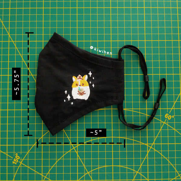 Boba Corgi Embroidered Face Masks - cloth mask