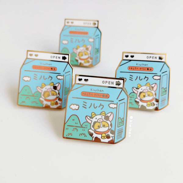 Milk Carton Corgi Enamel Pin