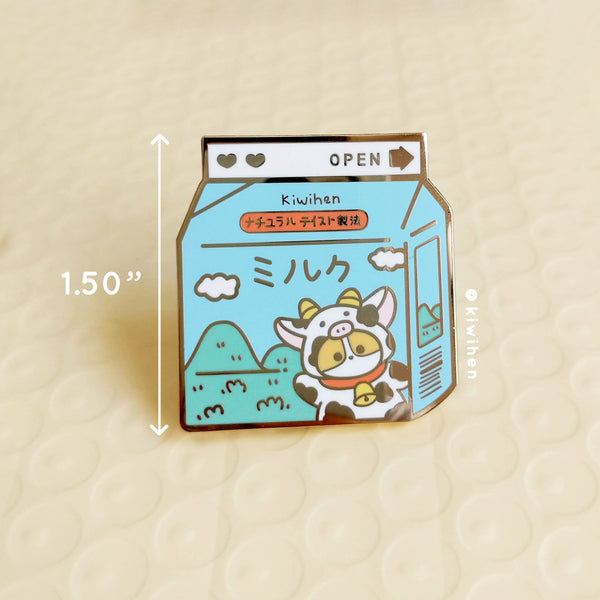 Milk Carton Corgi Enamel Pin