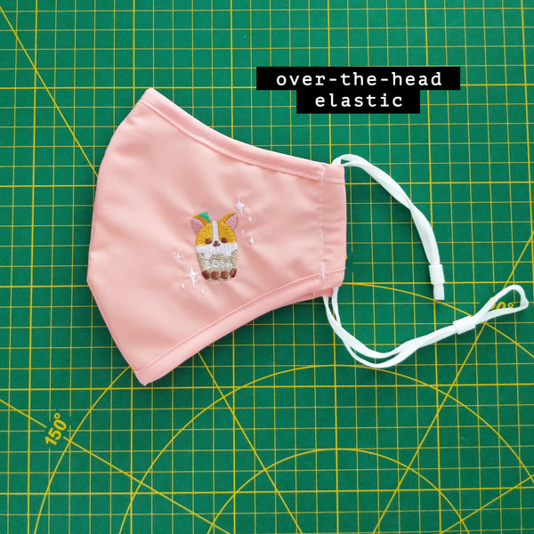 Boba Corgi Embroidered Face Masks - cloth mask