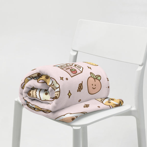 Boba Corgi Pink Blanket