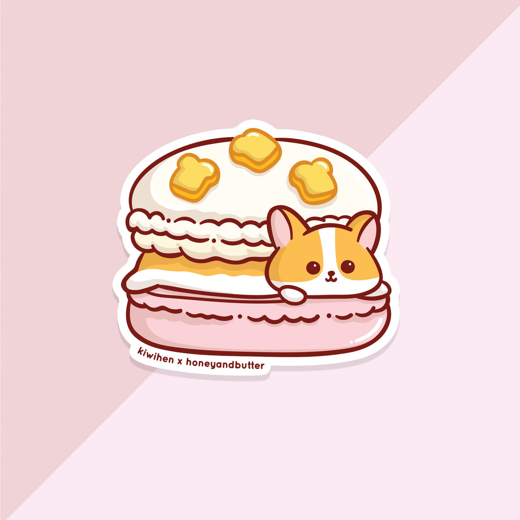 Corgi French Toast Macaron Sticker