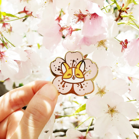 Sakura Corgi Enamel Pin